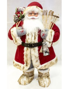 Babbo Natale Cm.40 con lanterna sci e pacco doni, 51421